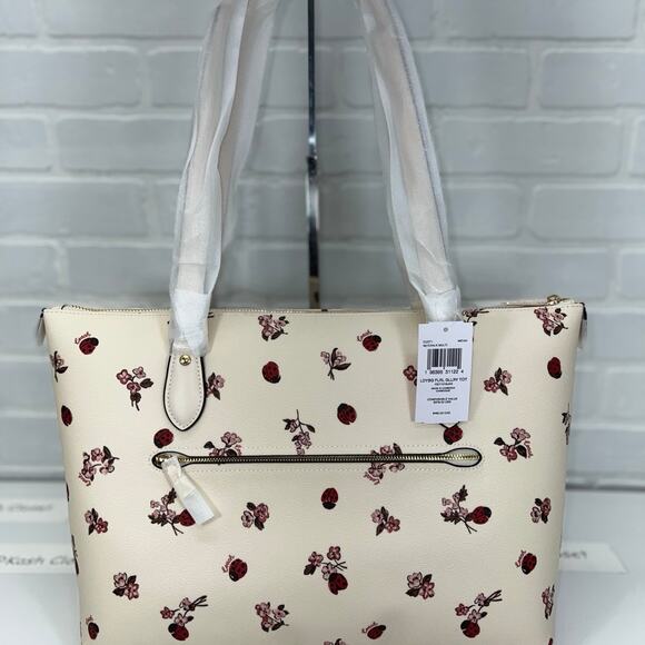 Coach Gallery Tote With Ladybug Floral Print Chalk Multi - Picture 3 of 12